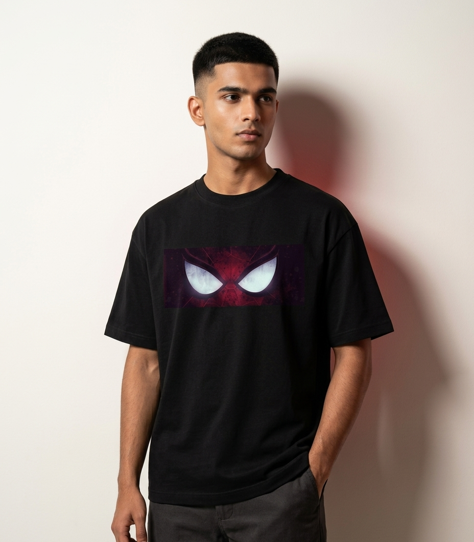 Spiderman Eyes Print Oversized T-Shirt