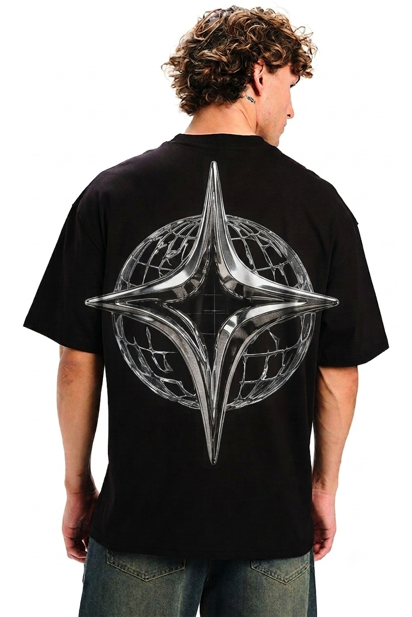 Chrome Star Globe Oversized T-Shirt